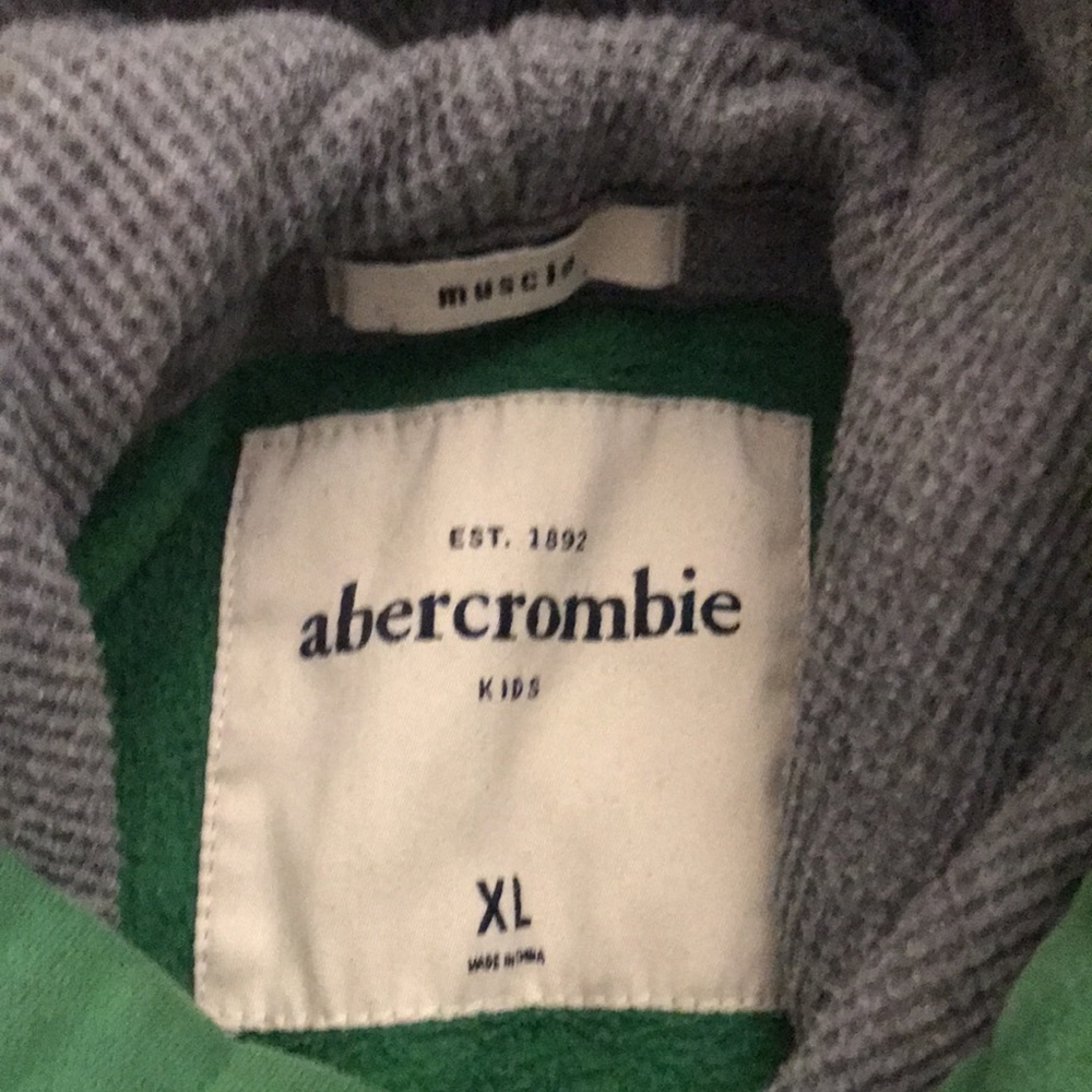 Abercrombie kids green pocketed thermal hooded sweatshirt Sz XL - Picture 15 of 15
